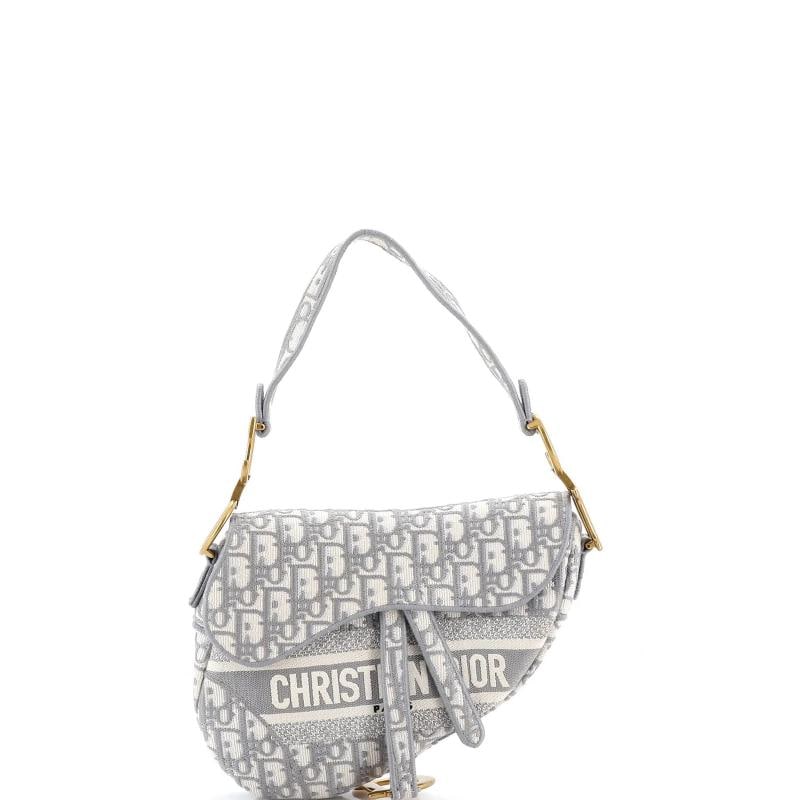 Christian Dior Saddle Handbag Logo Embroidered Oblique Canvas Medium - 2