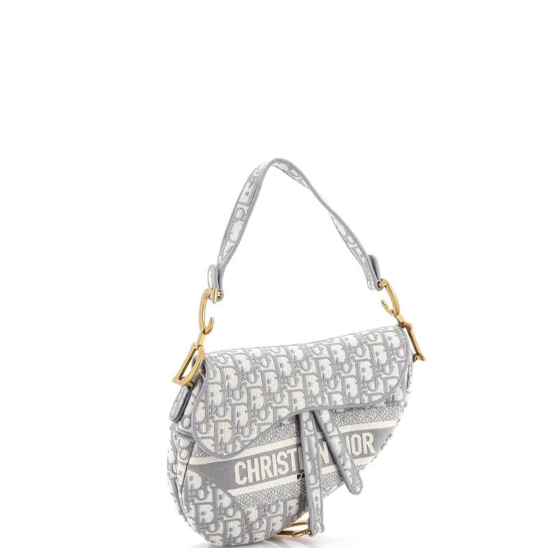 Christian Dior Saddle Handbag Logo Embroidered Oblique Canvas Medium - 3