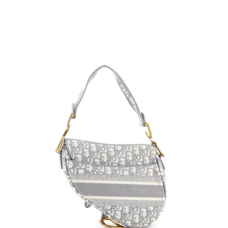 Christian Dior Saddle Handbag Logo Embroidered Oblique Canvas Medium - 4