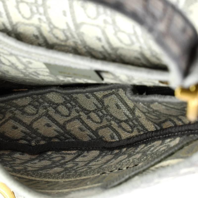 Christian Dior Saddle Handbag Logo Embroidered Oblique Canvas Medium - 6