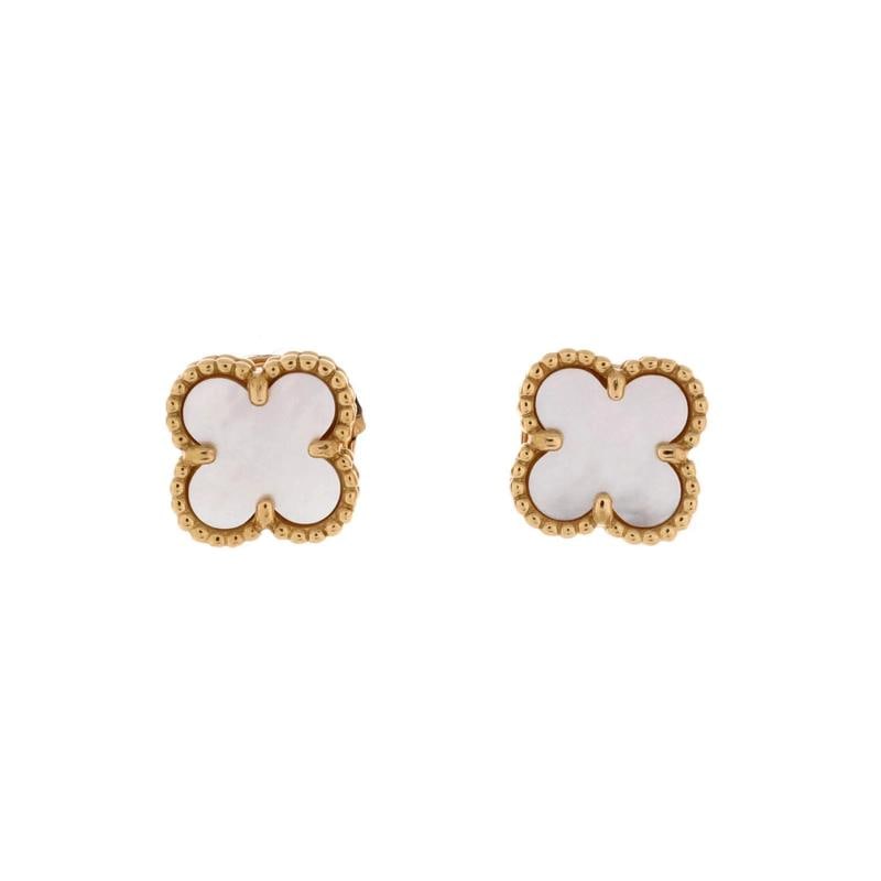 Van Cleef & Arpels Sweet Alhambra Stud Earrings 18K Yellow Gold and Mother of: Condition: Pre-owned - Good,Brand: Van Cleef & Arpels,Main Stone: Mother Of Pearl,Metal: 18K Yellow Gold,Metal Purity: 18K,Style: Stud,Type: Earrings,Color: Yellow Gold,Material: 18K Yellow Gold, Moth