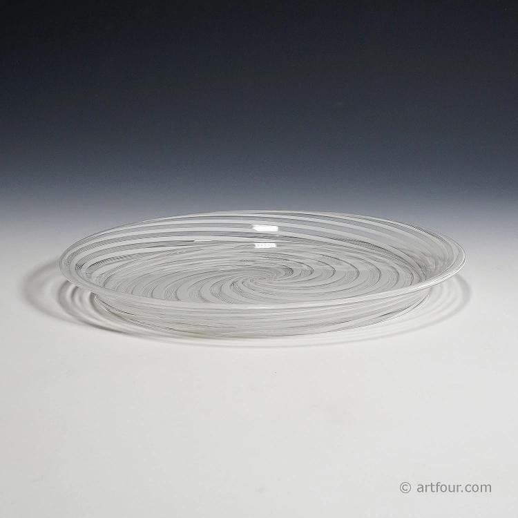 Large 19th Century Murano Filigrana Art Glass Plate - 4