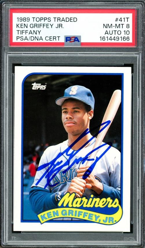 Ken Griffey Jr. Signed 1989 Topps Traded Tiffany RC #41T Mariners PSA8 Auto 10 (1 of 2)