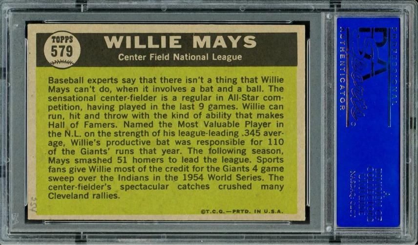 Willie Mays Signed 1961 Topps Card #579 San Francisco Giants PSA/DNA #31183660 - 2