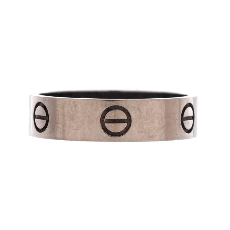 Cartier Love Band Ring 18K White Gold: Condition: Pre-owned - Good,Brand: Cartier,Main Stone: Unknown,Metal: 18K White Gold,Metal Purity: 18K,Ring Size: 10 - 62,Type: Ring,Color: White Gold,Style: 18K White Gold,Material: 18K White Gold