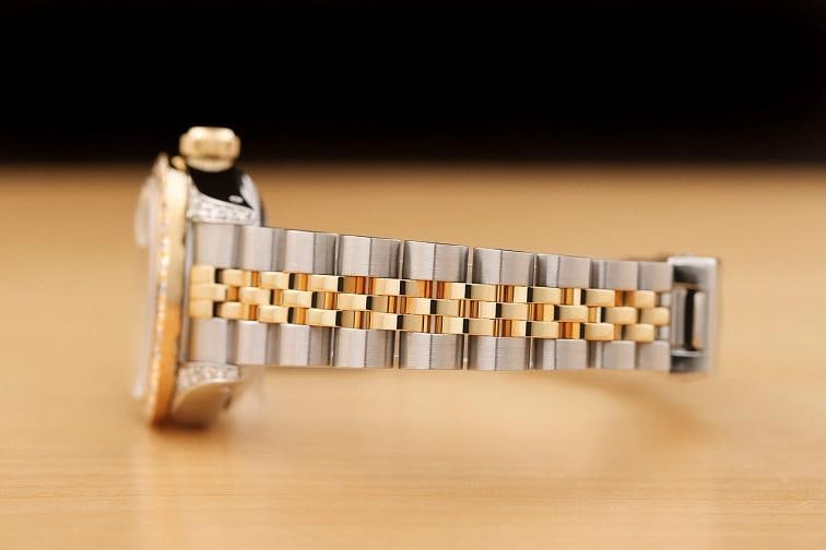 ROLEX LADIES DATEJUST 69173 18K GOLD FACTORY DIAMOND DIAL STEEL QUICKSET WATCH - 5