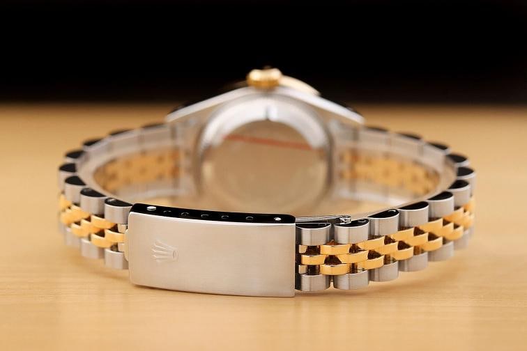 ROLEX LADIES DATEJUST 69173 18K GOLD FACTORY DIAMOND DIAL STEEL QUICKSET WATCH - 6