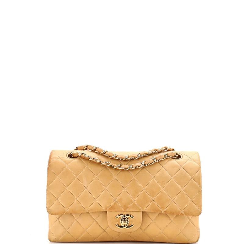 Chanel Vintage Classic Double Flap Bag Quilted Lambskin Medium: Condition: Pre-owned - Fair,Brand: Chanel,Exterior Material: Leather,Style: Shoulder Bags,Exterior Color: Neutral,Department: Women,Size: Medium