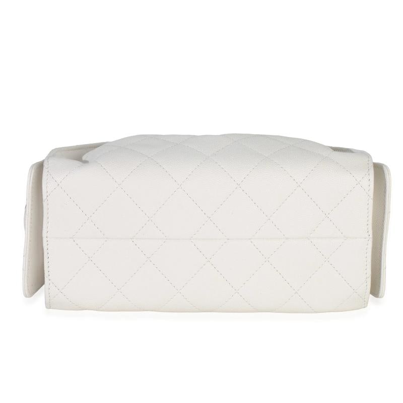 Chanel White Quilted Caviar Mini Chanel 25 Hobo Handbag - 8