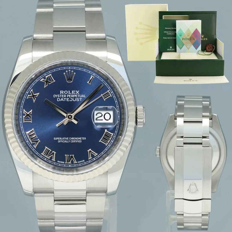 2008 PAPERS MINT Rolex DateJust Steel Blue Roman 116234 36mm Oyster Steel Watch: Condition: Pre-owned - Excellent,Brand: Rolex,Department: Unisex Adults,Type: Wristwatch,Model: DateJust,Reference Number: 116234,With Original Box/Packaging: Yes,With Papers: Original,Customized: