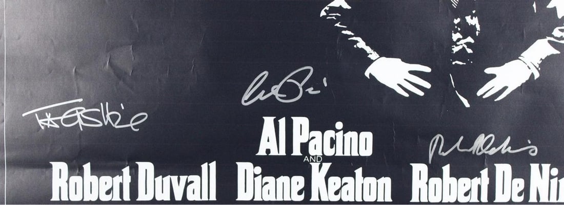 Al Pacino, Robert De Niro & Talia Shire The Godfather Signed 27x40 Poster BAS - 2