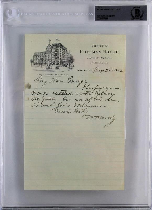 William Cody "Buffalo Bill" Signed 5.75x9 1902 Hand Written Letter BAS Slabbed - 6