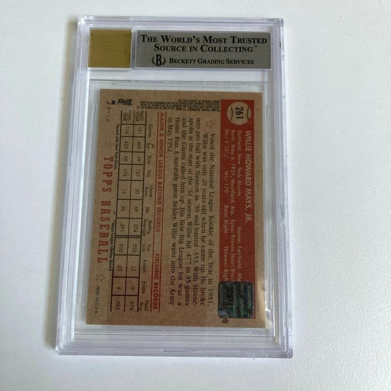 1952 Topps Willie Mays Signed Autographed RP RC Baseball Card BGS 8.5 Auto 10 - 4