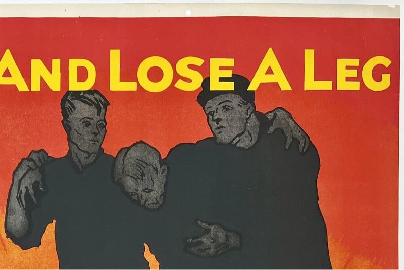 Original Vintage Poster TAKE A CHANCE AND LOSE A LEG Mather Motivational Work OL - 3