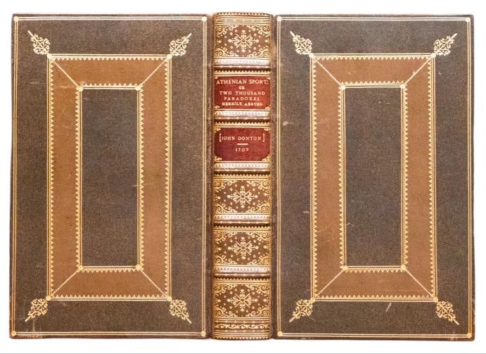Athenian Sport or Two Thousand Paradoxes Merrily Argued To Amuse and Divert 1st: Country of Origin: United States of America,Publisher: B. Bragg,Year Printed: 1707,Special Attributes: 1st Edition,Binding: Leather,Original/Facsimile: Original Athenian Sport: or, Two Thousand