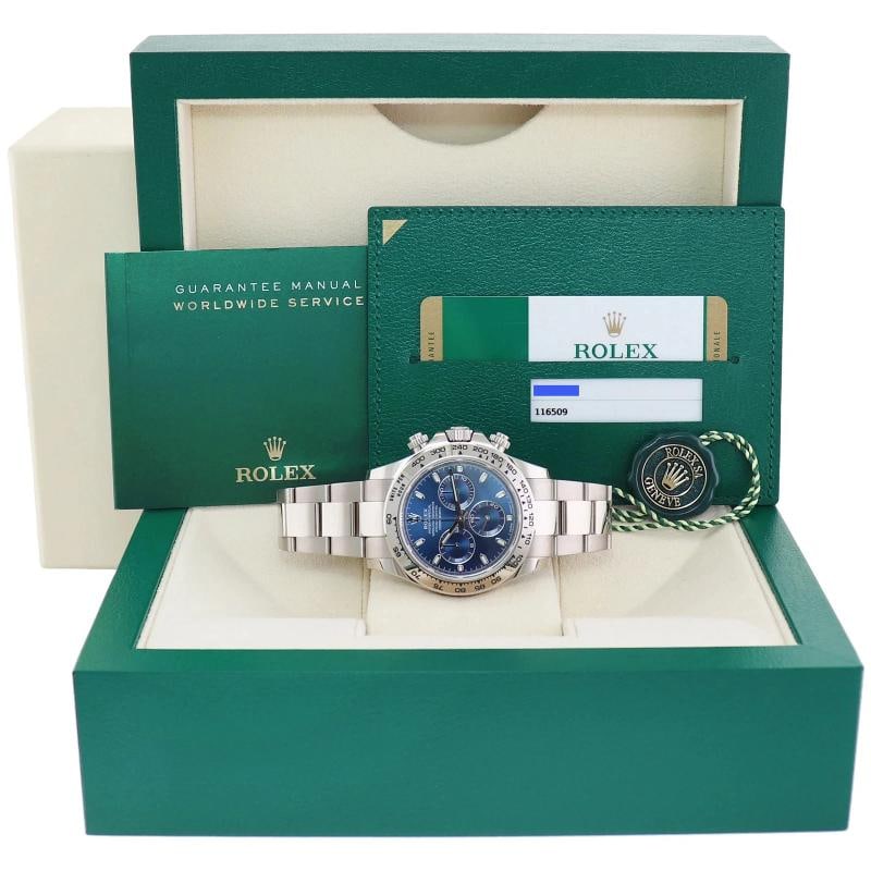 MINT PAPERS Rolex Daytona Blue Dial Chronograph 116509 White Gold Watch Box and Papers! - 8