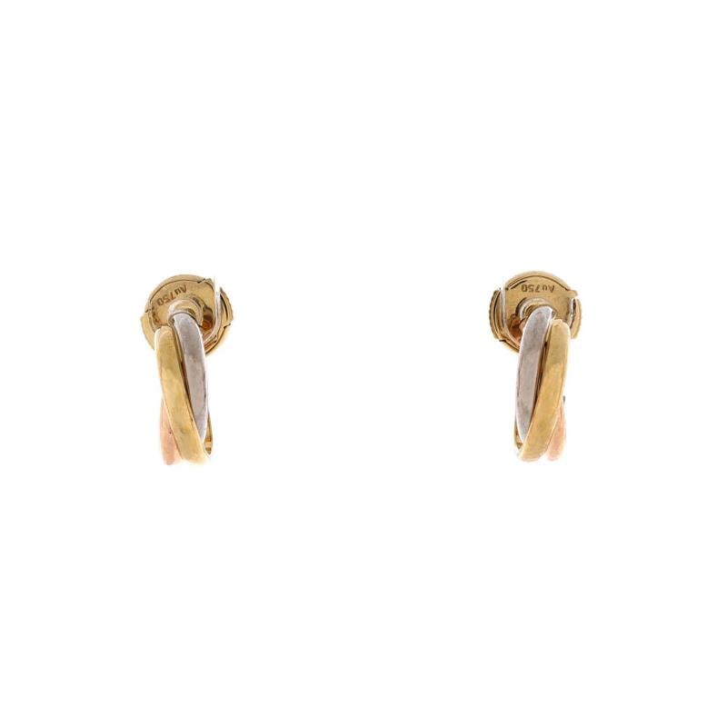 Cartier Trinity Hoop Earrings 18K Tricolor Gold 13mm: Condition: Pre-owned - Good,Brand: Cartier,Main Stone: Unknown,Metal: 18K Tri Colored Gold,Metal Purity: 18K,Style: Hoop,Type: Earrings,Color: Tricolor Gold,Material: 18K Rose Gold, 18K White Gold,