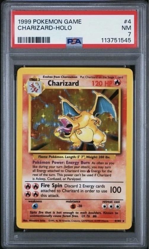 POKEMON BASE SET CHARIZARD 1999 #4 HOLO PSA 7: Condition: Graded - PSA 7: Professionally graded,Set: Base Set,Game: PokÃƒÂ©mon TCG,Character: Charizard,Card Name: Charizard,Year Manufactured: 1999,Card Type: