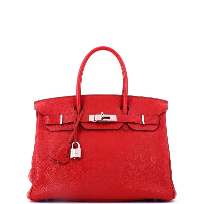 Hermes Birkin Handbag Red Togo with Palladium Hardware 30: Condition: Pre-owned - Good,Brand: Hermes,Exterior Material: Leather,Style: Totes,Exterior Color: Red,Department: Women,Size: 30,Accessories: Clochette, Keys, Dust Bag, Lock Condition: Very good.