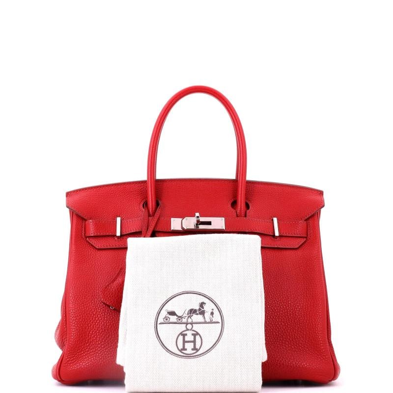 Hermes Birkin Handbag Red Togo with Palladium Hardware 30 - 2