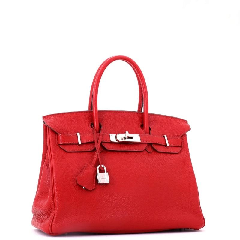 Hermes Birkin Handbag Red Togo with Palladium Hardware 30 - 3