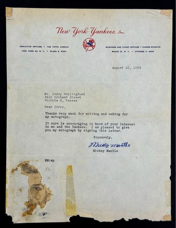 Mickey Mantle Early Career 1953 Signed New York Yankees Letter To Fan Beckett: Sport: Baseball,Player: Mickey Mantle,Signed: Yes,Autograph Authentication: Beckett Authentication Services (BAS),Original/Reprint: Original,Product: Ball,Team: New York Yankees,Country of Origin: Uni