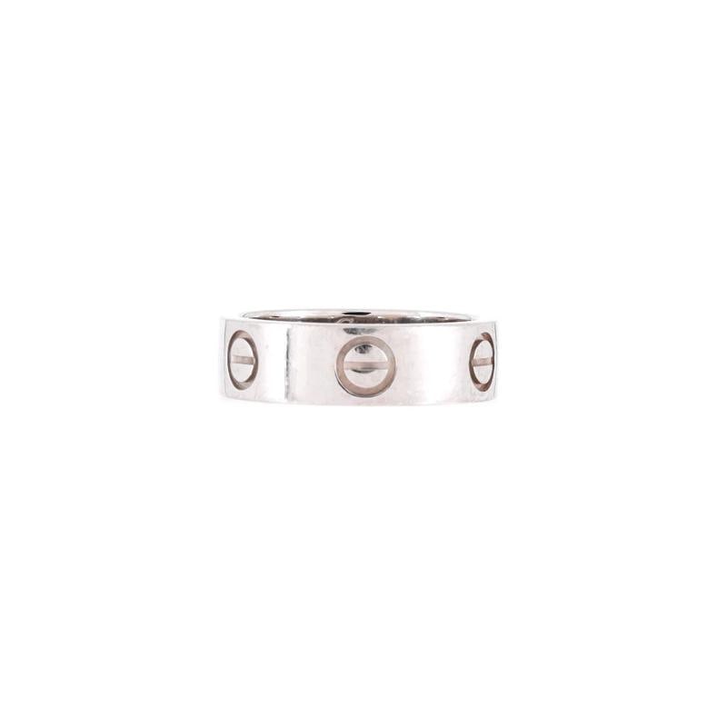 Cartier Love Band Ring Platinum: Condition: Pre-owned - Good,Brand: Cartier,Main Stone: Unknown,Metal: Platinum (Pt950),Metal Purity: Unknown,Ring Size: 5.25 - 50,Type: Ring,Color: Silver,Style: Platinum,Material: Platinum