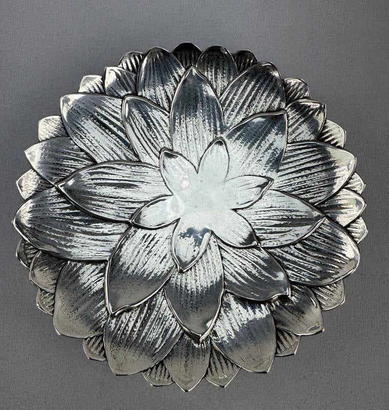 Tiffany & Co. Sterling Silver Flower Form Dish 1960s: Brand: Tiffany & Co.,Age: 1960's,Composition: Sterling Silver,Country of Origin: United States Presented is an attractive sterling silver dish or bowl made by Tiffany and Company in the 1960s, or