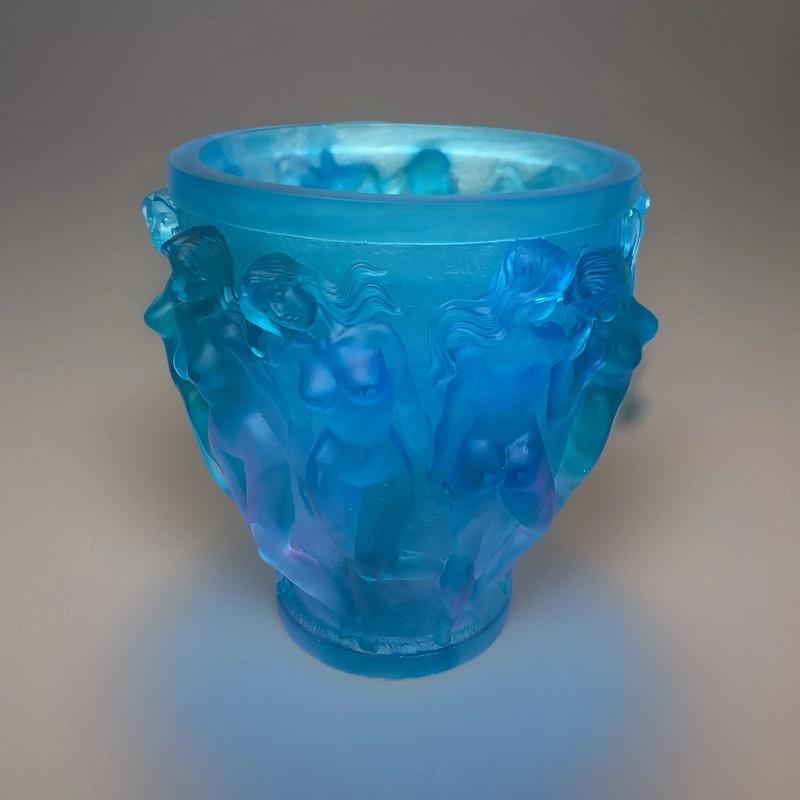 Lalique Style Naked Ladies Light Blue Crystal Vase h10Ã¢â‚¬Â? Heavy 1 - 2