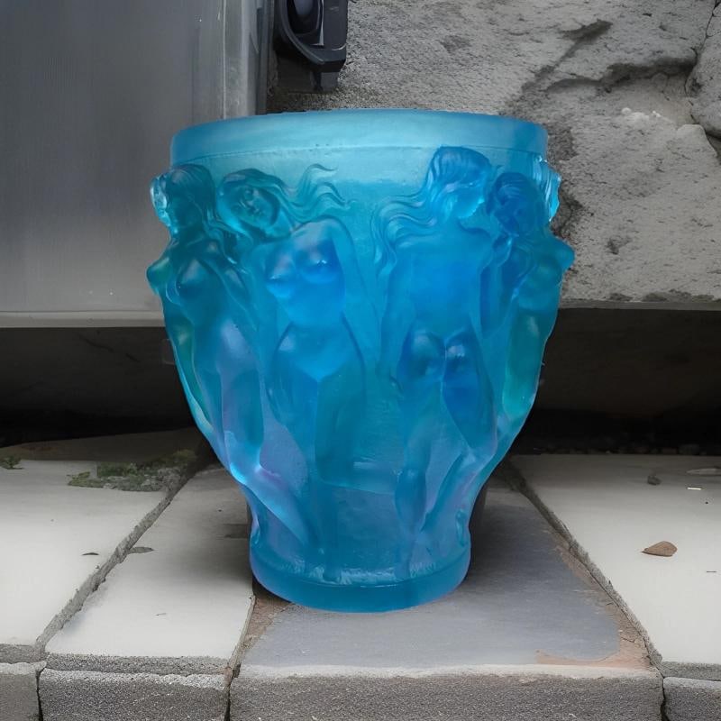Lalique Style Naked Ladies Light Blue Crystal Vase h10Ã¢â‚¬Â? Heavy 1 - 5