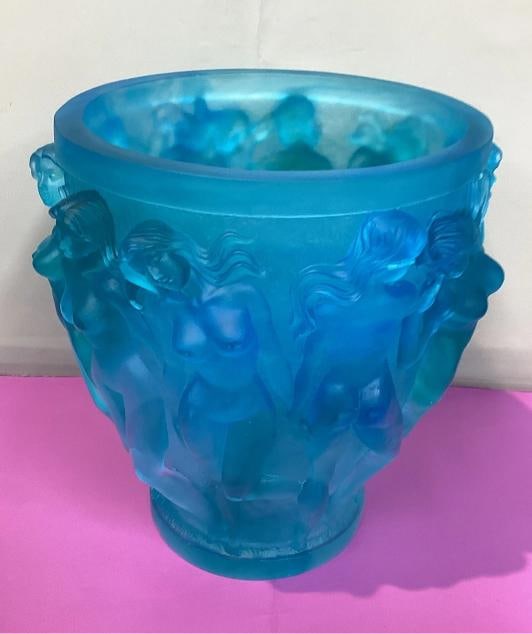 Lalique Style Naked Ladies Light Blue Crystal Vase h10Ã¢â‚¬Â? Heavy 1 - 7