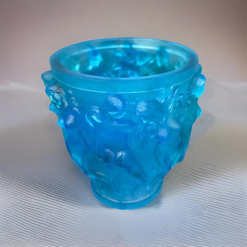 Lalique Style Naked Ladies Light Blue Crystal Vase h10Ã¢â‚¬Â? Heavy 1 - 9