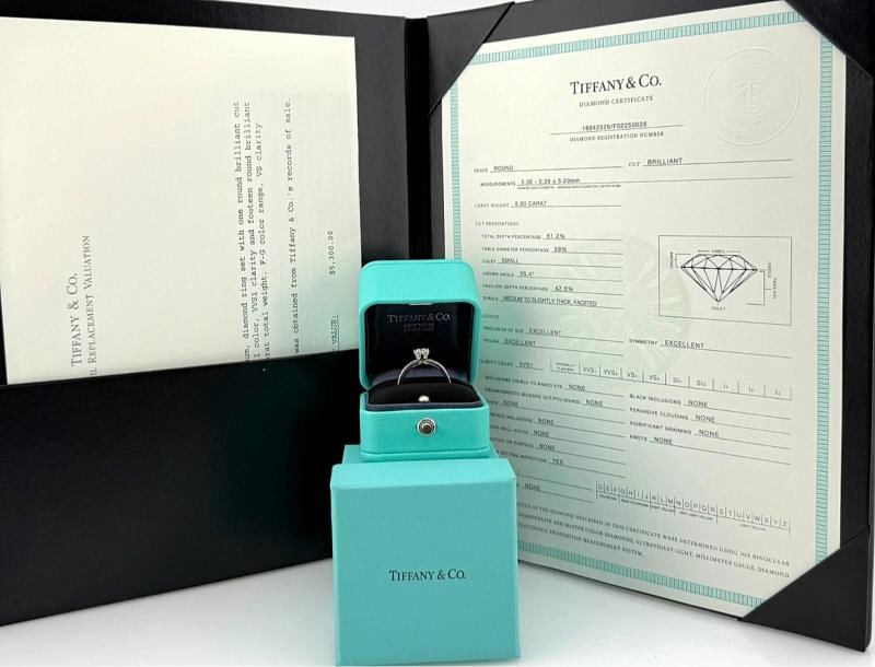 Tiffany & Co Platinum Diamond Engagement Ring Round 0.60 ct I VVS1 - 11