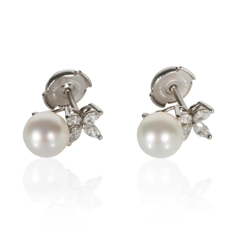 Tiffany & Co. Platinum Pearl and Diamond Victoria Earrings - 4