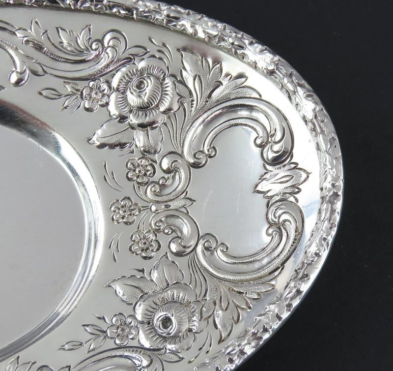 Superb Reed Barton Sterling Silver Hand Chased 575A Gravy Boat w Underplate - 4
