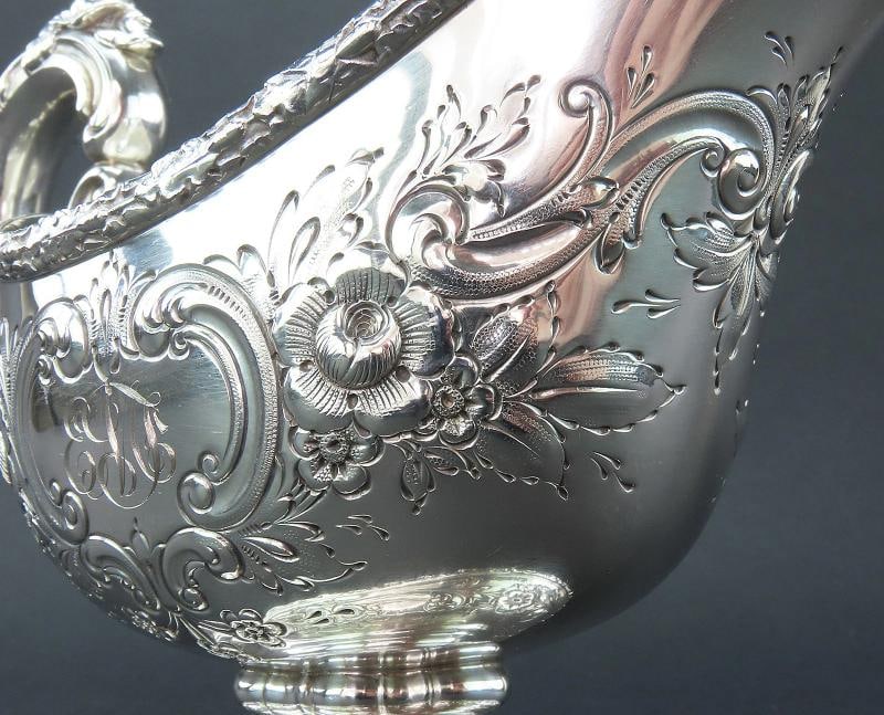 Superb Reed Barton Sterling Silver Hand Chased 575A Gravy Boat w Underplate - 5