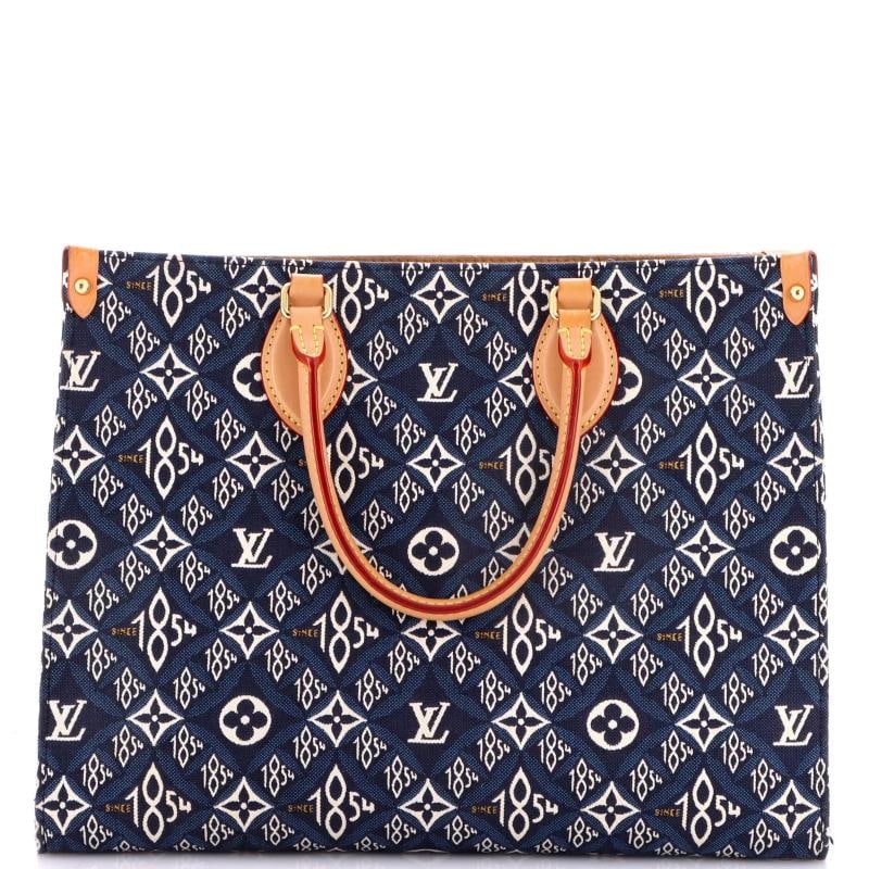 Louis Vuitton OnTheGo Tote Limited Edition Since 1854 Monogram Jacquard MM: Condition: Pre-owned - Good,Brand: Louis Vuitton,Exterior Material: Jacquard, Canvas Plain,Style: Totes,Exterior Color: Blue,Department: Women,Size: Mm Condition: Great. Exterior: scuffs, edge wear,