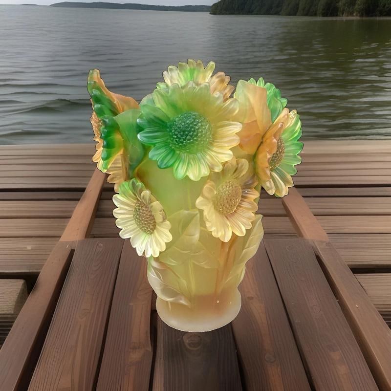 compatible with Nancy Daum Sunflower Xl Crystal Vase H9Ã¢â‚¬Â? Heavy  - 6