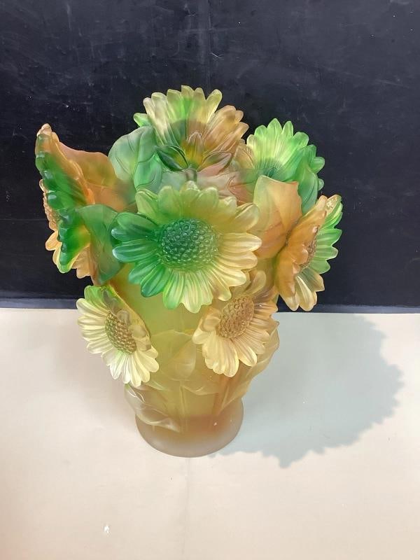 compatible with Nancy Daum Sunflower Xl Crystal Vase H9Ã¢â‚¬Â? Heavy  - 8