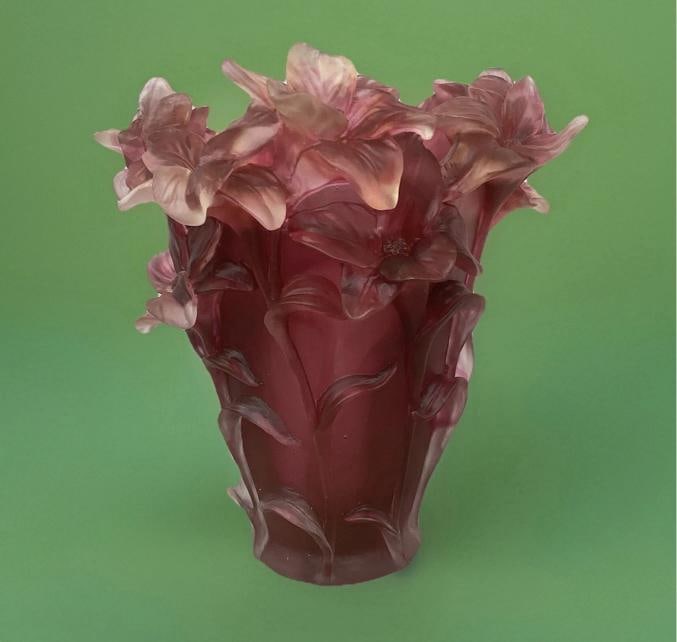 Nancy Daum Style Iris Crystal Vase Red OmbrÃƒÂ© H8Ã¢â‚¬ - 10