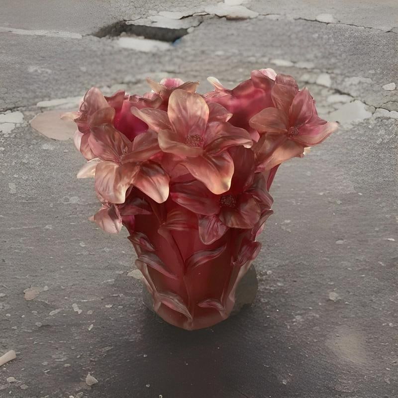 Nancy Daum Style Iris Crystal Vase Red OmbrÃƒÂ© H8Ã¢â‚¬ - 12