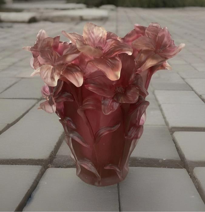 Nancy Daum Style Iris Crystal Vase Red OmbrÃƒÂ© H8Ã¢â‚¬ - 3