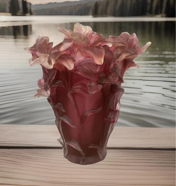 Nancy Daum Style Iris Crystal Vase Red OmbrÃƒÂ© H8Ã¢â‚¬ - 4
