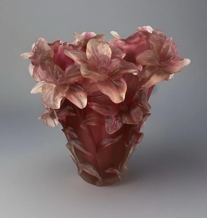 Nancy Daum Style Iris Crystal Vase Red OmbrÃƒÂ© H8Ã¢â‚¬ - 9