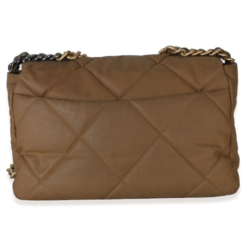 Chanel Brown Quilted Canvas Large Chanel 19 Flap Bag - 5