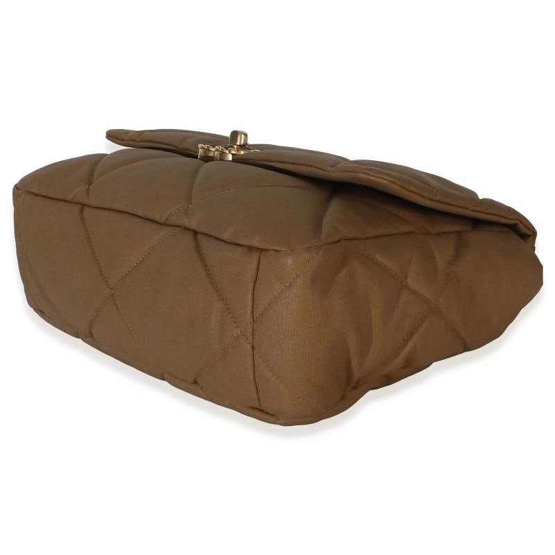 Chanel Brown Quilted Canvas Large Chanel 19 Flap Bag - 7