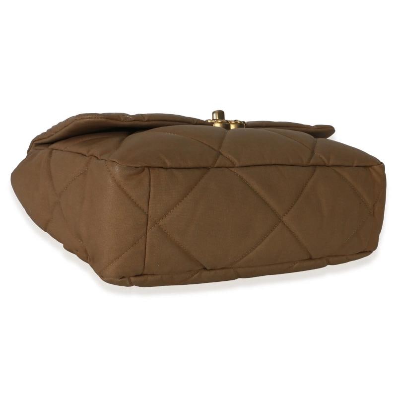 Chanel Brown Quilted Canvas Large Chanel 19 Flap Bag - 8