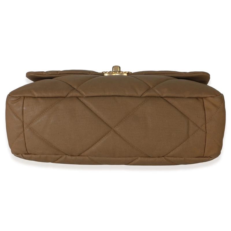 Chanel Brown Quilted Canvas Large Chanel 19 Flap Bag - 9