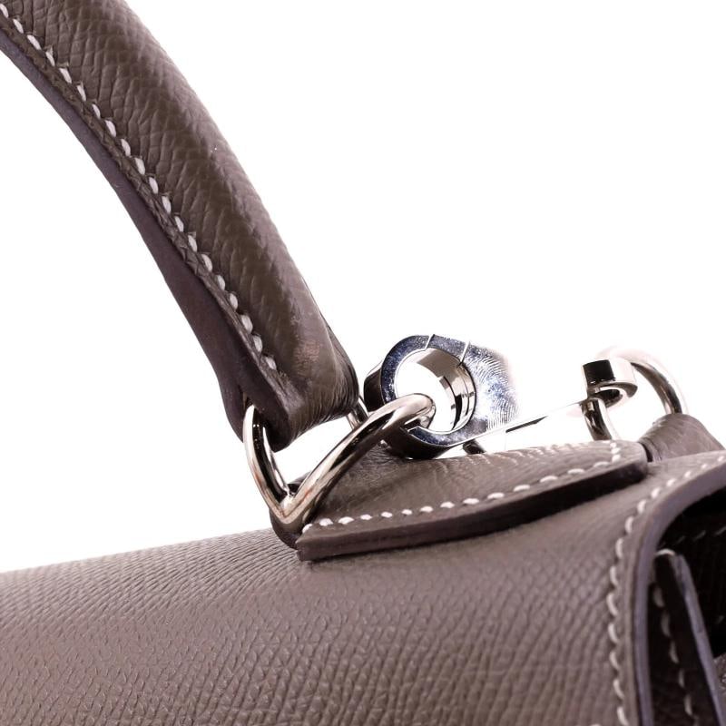 Hermes Kelly Handbag Grey Epsom with Palladium Hardware 28 - 8
