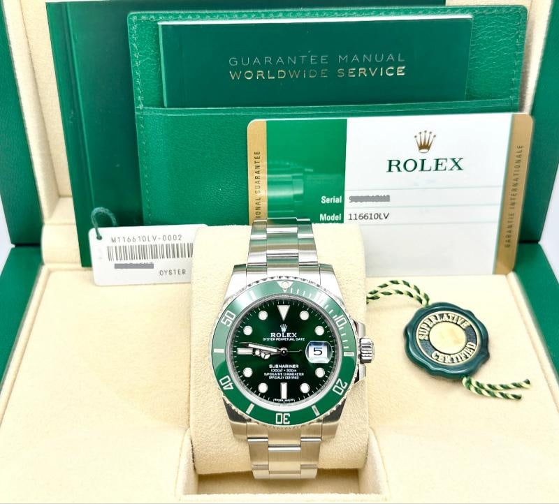 2017 Rolex Submariner HULK 116610LV Green Ceramic Stainless Steel Box Paper - 2
